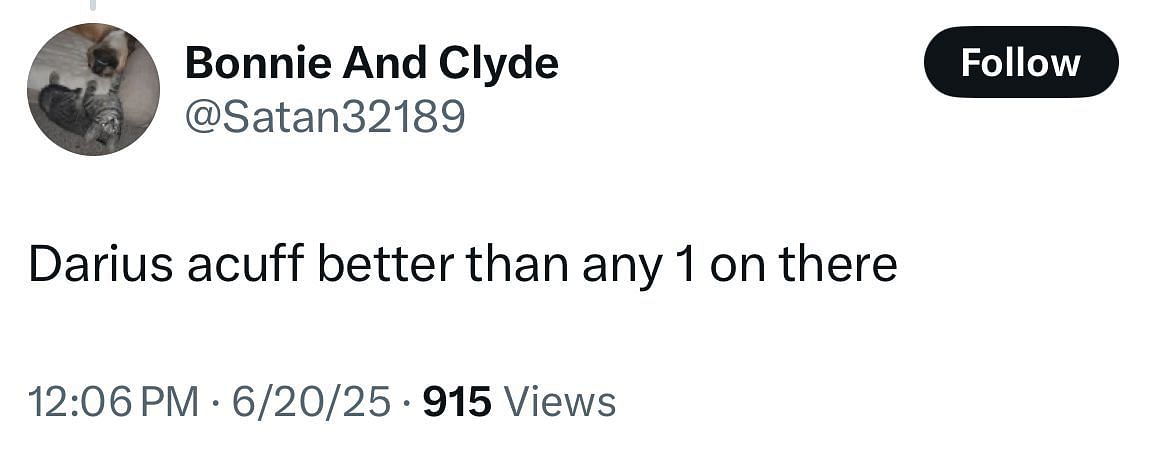 An X user says Darius Acuff is better than any of the players on the U19 roster